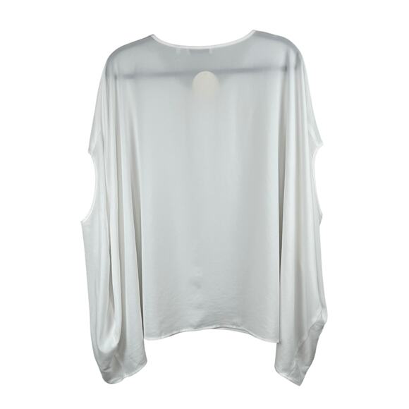 Patrizia Luca White Slouchy Oversized Tunic Top Cape Sharkbite Hem Blouse OS NWT - Picture 2 of 10